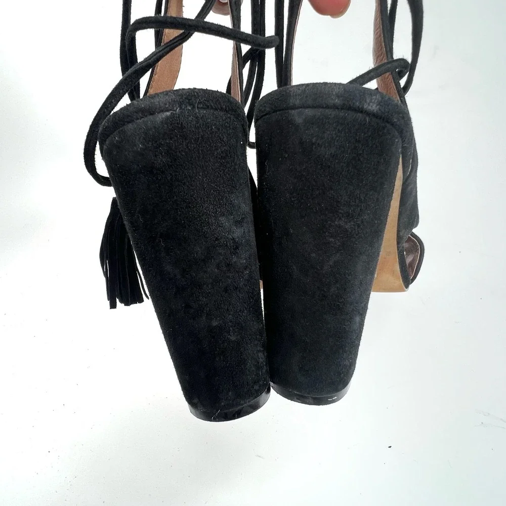 MADEWELL Octavia Tassel Black Suede High Heel Sandals 10